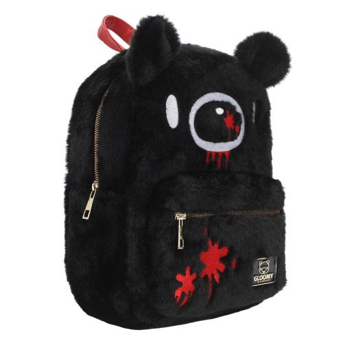 Bioworld Mori Chack Gloomy Bear Figural Black Fuzzy Plush Mini Backpack