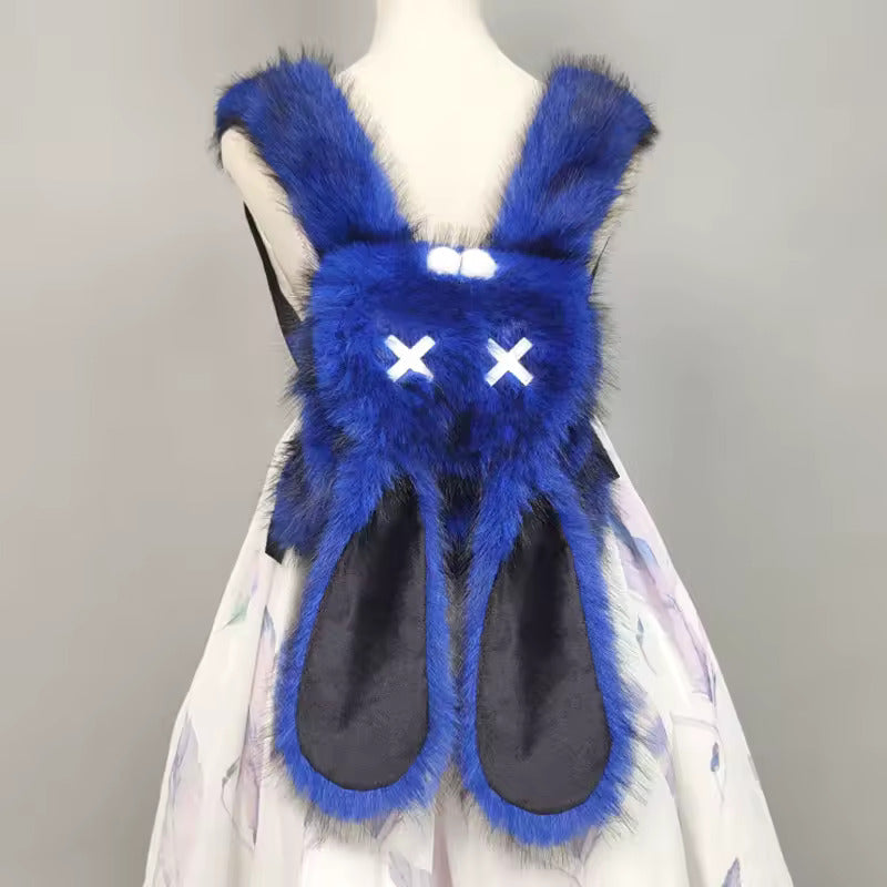 Goth Emo Punk Kawaii Bunny Rabbit Ears Fuzzy Furry Y2K Mini Backpack Bag
