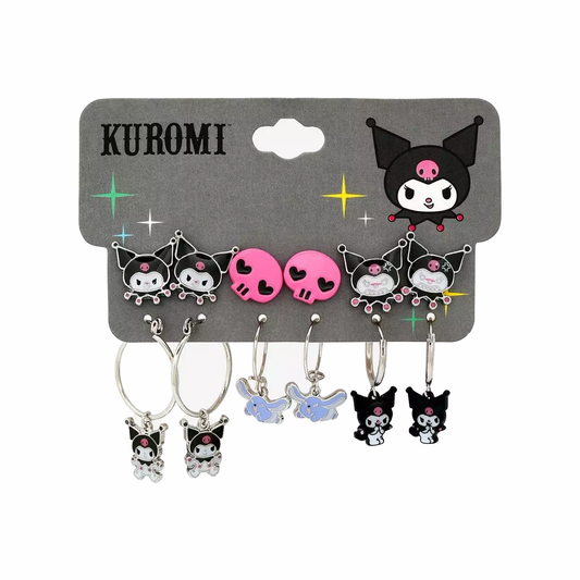 KUROMI Earrings SET Hoop & Stud NEW! OFFICIALLY LICENSED! Hello Kitty