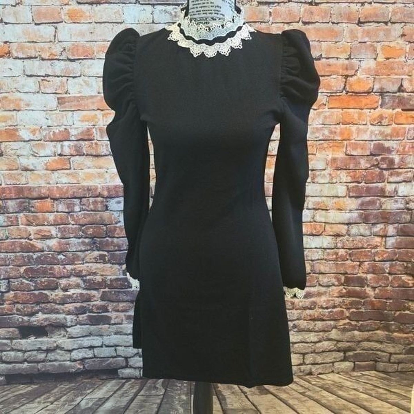 DollsKill Widow Goth Emo Baby Doll Wednesday Addams Mini Skirt Dress SMALL