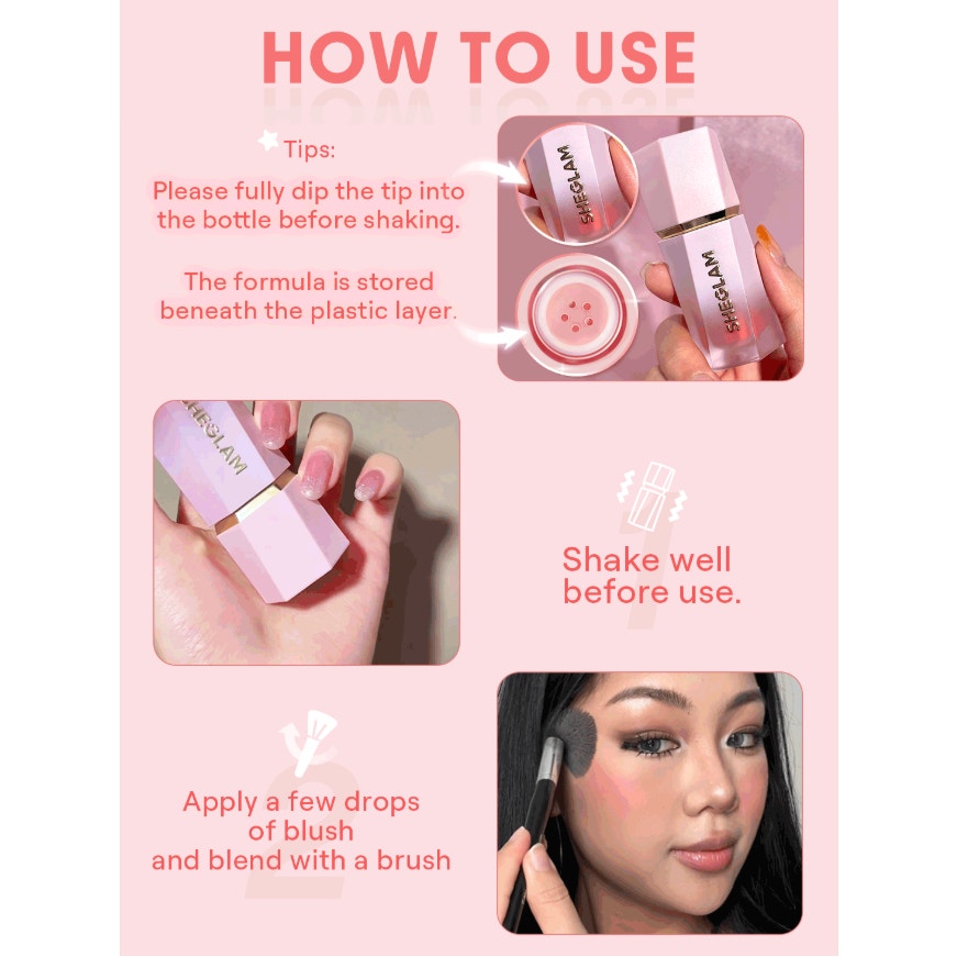 SHEGLAM Color Bloom Liquid Blush - Swipe Right | Matte Deep Magenta Cheek Tint