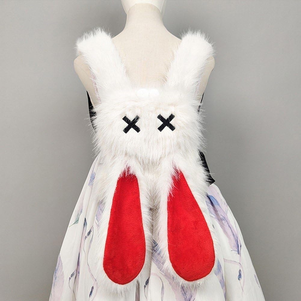 Goth Emo Punk Kawaii Bunny Rabbit Ears Fuzzy Furry Y2K Mini Backpack Bag
