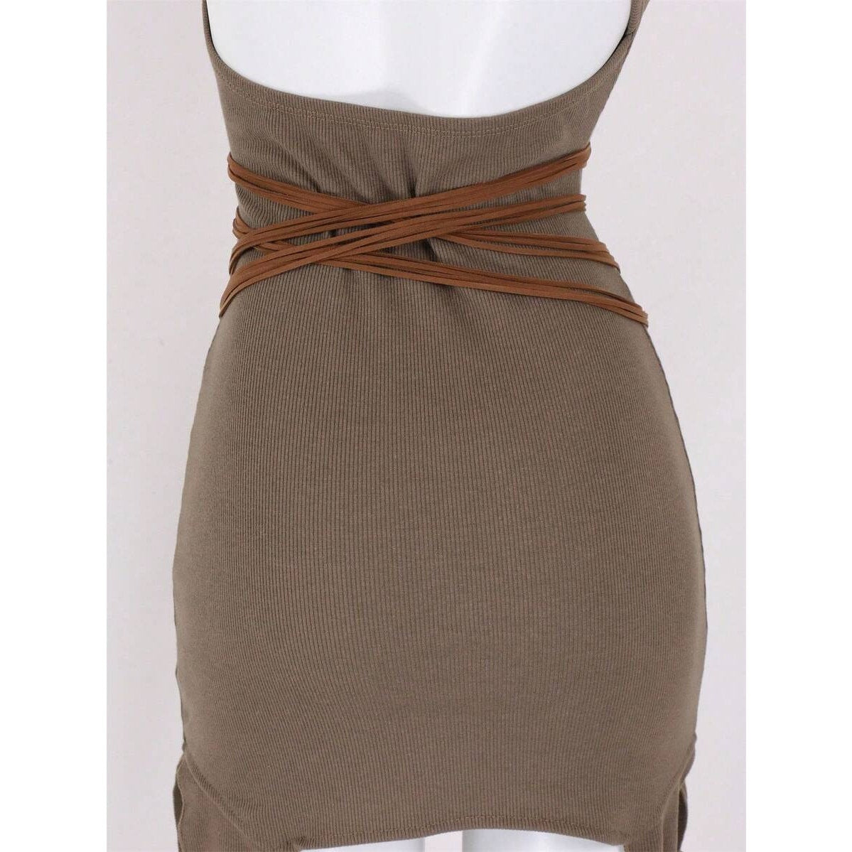 Boho Chic Multi-Strap Waist Fashion Wrap Belt w/ Gold Ring Accents