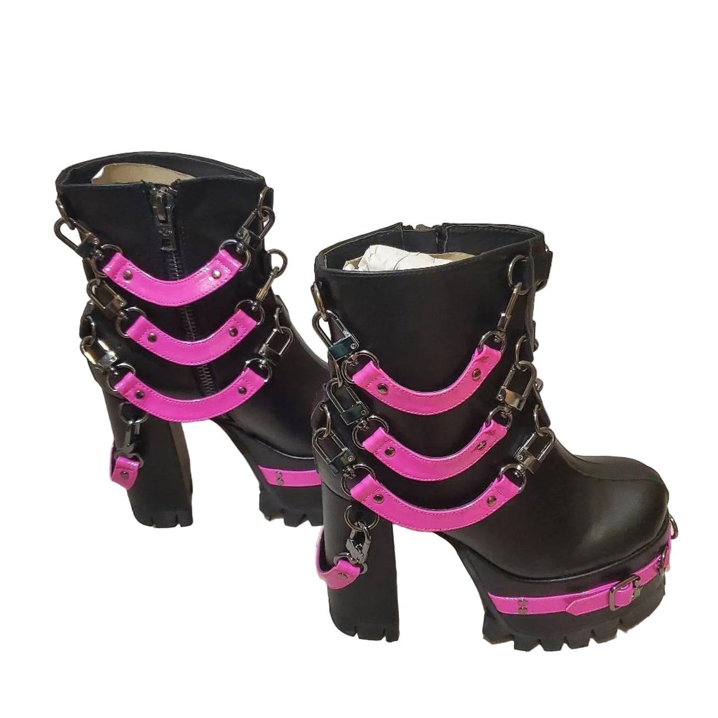 Current Mood Goth Emo Rave Sexy Pink and Black Platform Boots