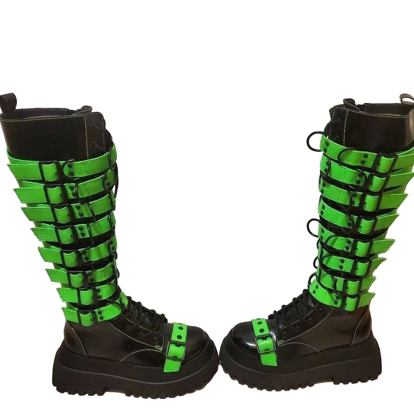 Current Mood Goth Emo Rave Knee High Platform Combat Boots