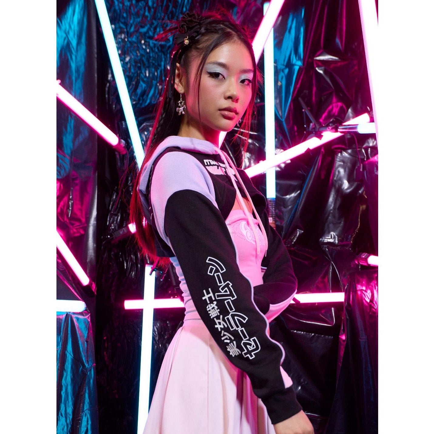 OFFICIAL Sailor moon Pretty Guardian Pink * Black Cropped Hoodie Shrug
