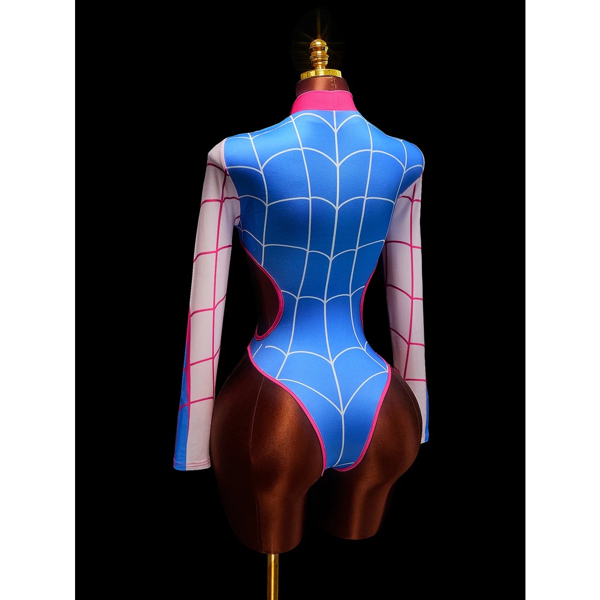 Spider Girl, Spider Woman, Blue & Pink Superhero Sexy Bodysuit Cosplay Outfit XS