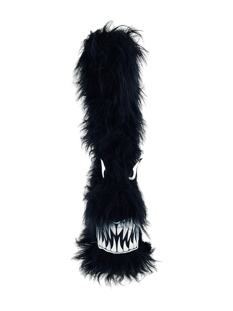 YRU Spooky Goth Emo Punk Fuzzy Monster Boogie Shoes  - Black