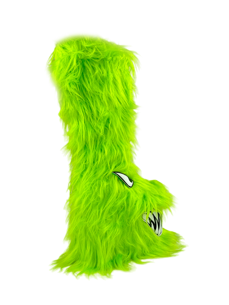 YRU Spooky Emo Punk Fuzzy Monster Boogie Shoes - Green