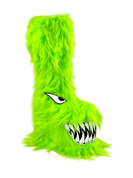 YRU Spooky Emo Punk Fuzzy Monster Boogie Shoes - Green