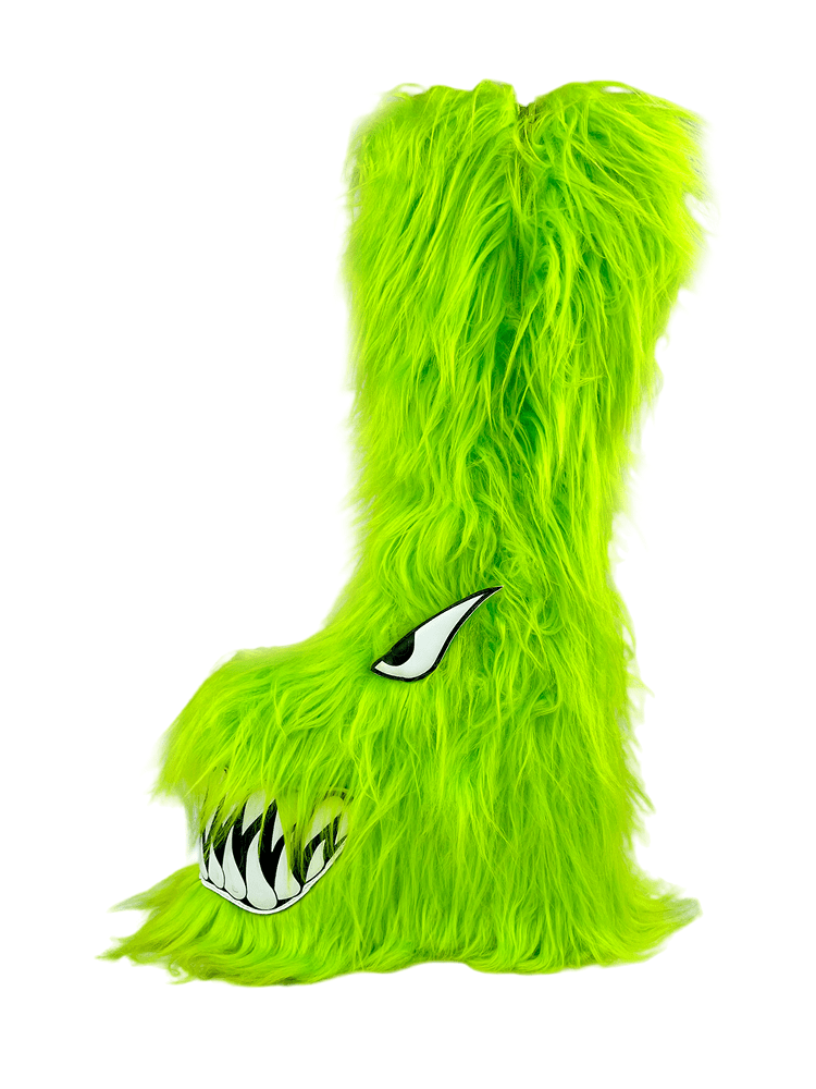 YRU Spooky Emo Punk Fuzzy Monster Boogie Shoes - Green