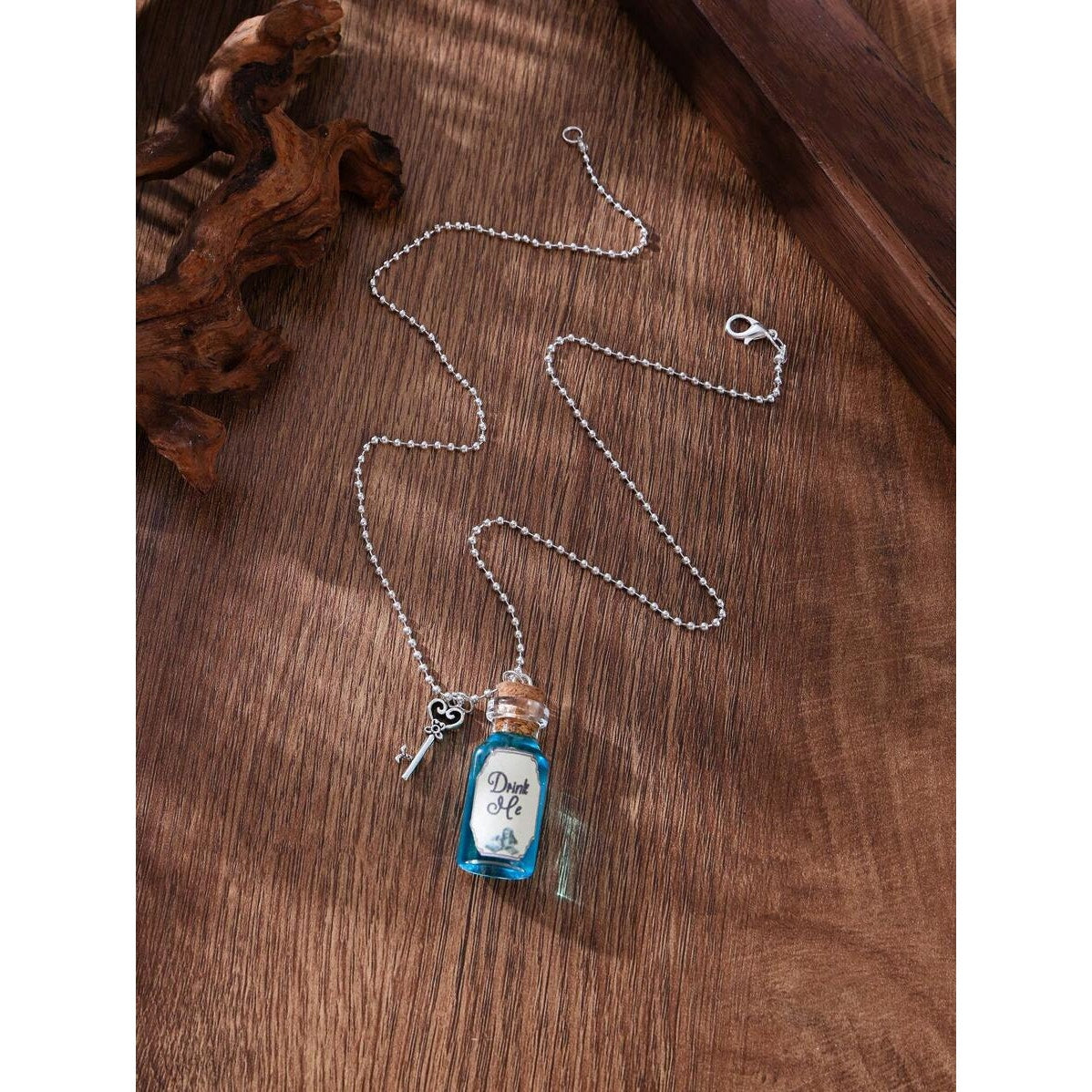 Alice In Wonderland Drink Me Glass Bottle Necklace Charm Vial Pendant