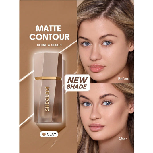 SHEGLAM Sun Sculpt Liquid Contour – Clay | Matte Cream Contour Stick | Medium