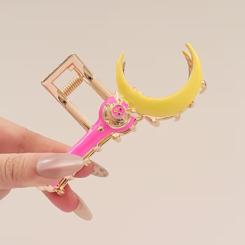 Cute METAL Pretty Girl Guardian Anime Manga Cosplay Magic Wand Hair Claw Clip