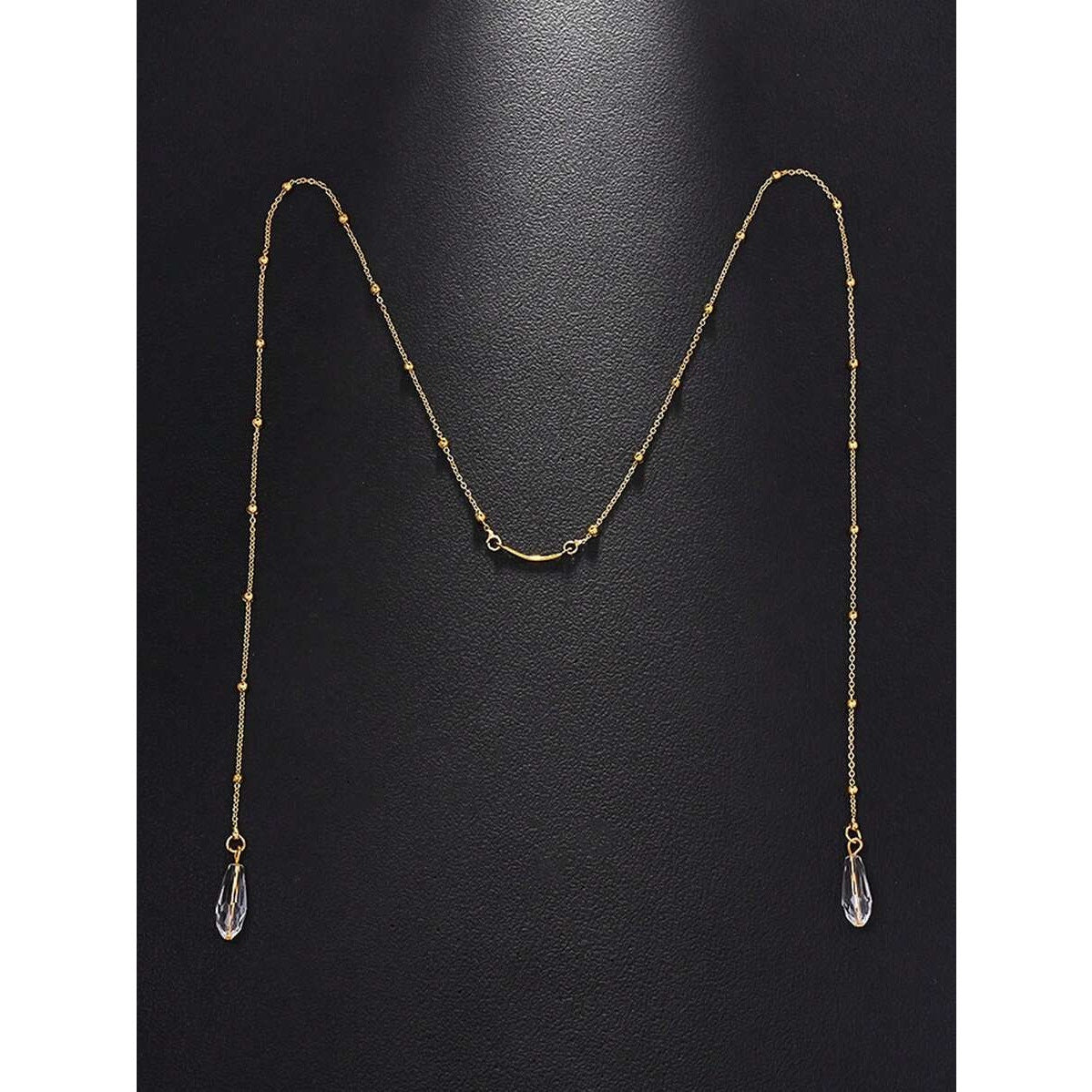 Unique Indie Gold Face Chain Eyeglass Jewelry Crystal Drop Festival Accessory