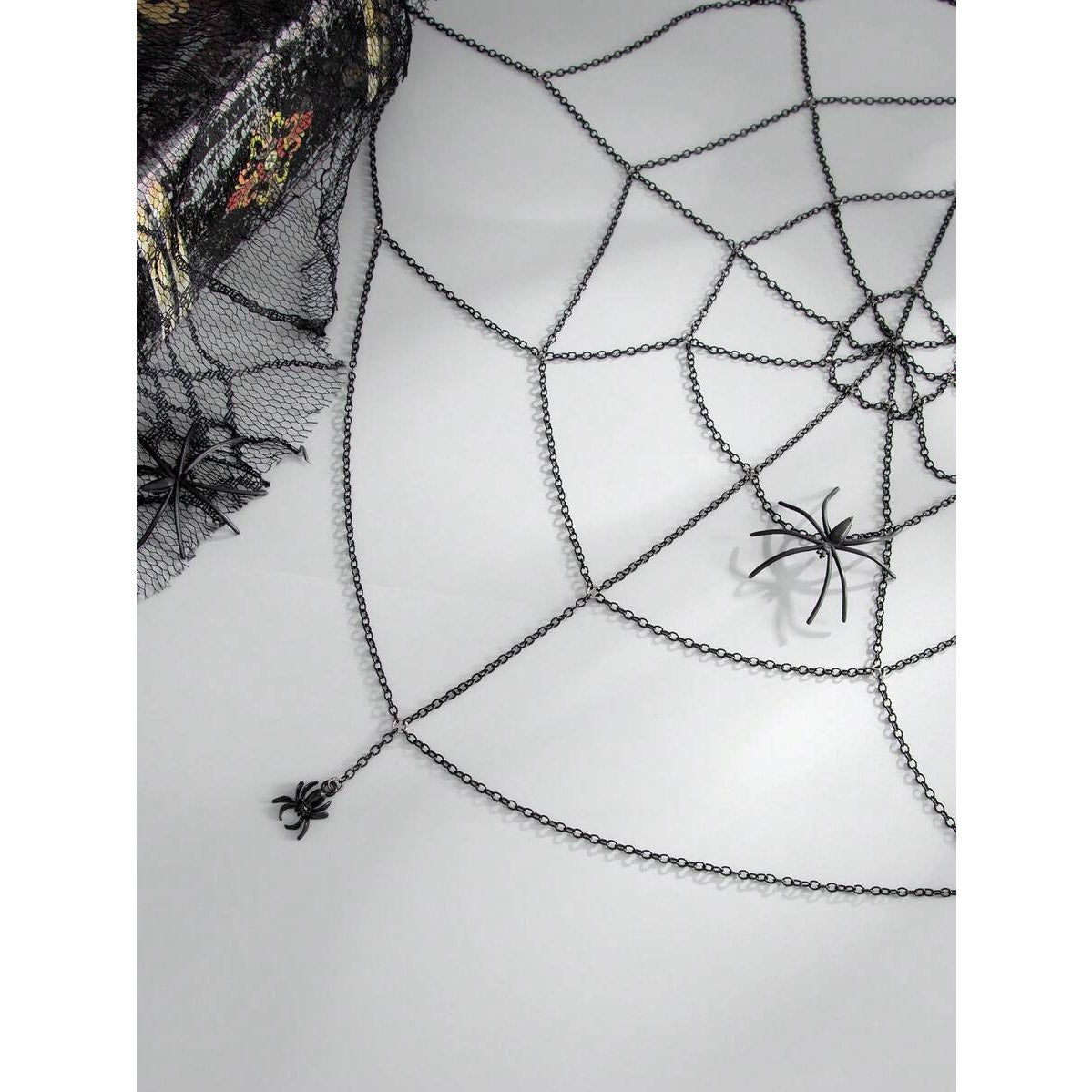 Gothic Goth Halloween Black Spider Web Back Chain Harness Body Jewelry