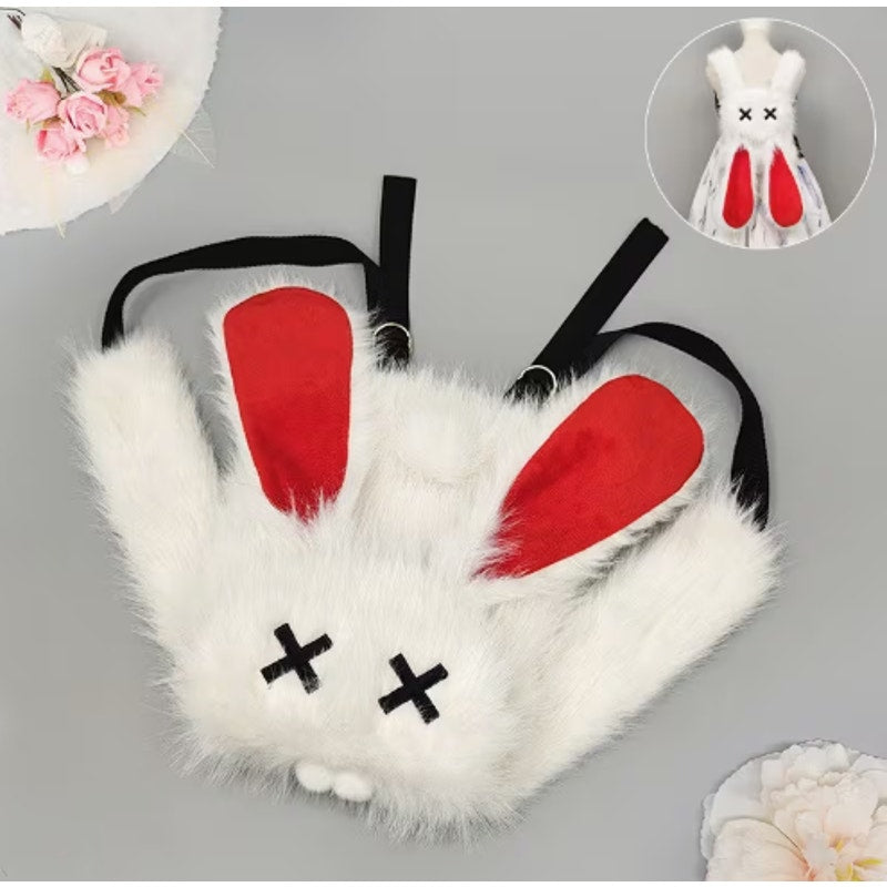 Goth Emo Punk Kawaii Bunny Rabbit Ears Fuzzy Furry Y2K Mini Backpack Bag