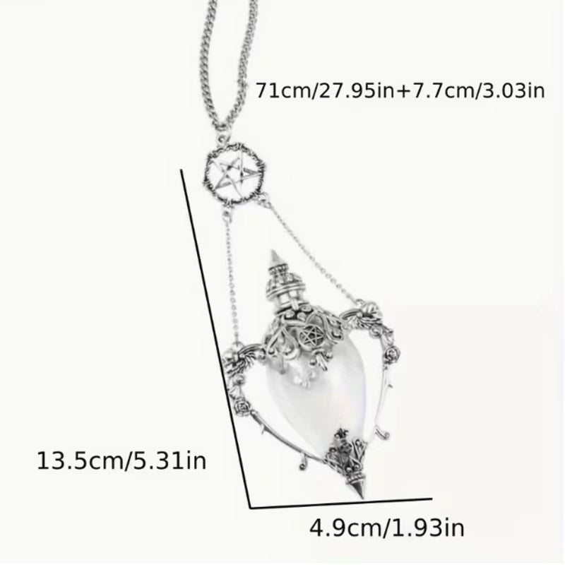 Gothic Pentagram Glass Pendant Necklace – Witchy Crystal Orb Locket Necklace