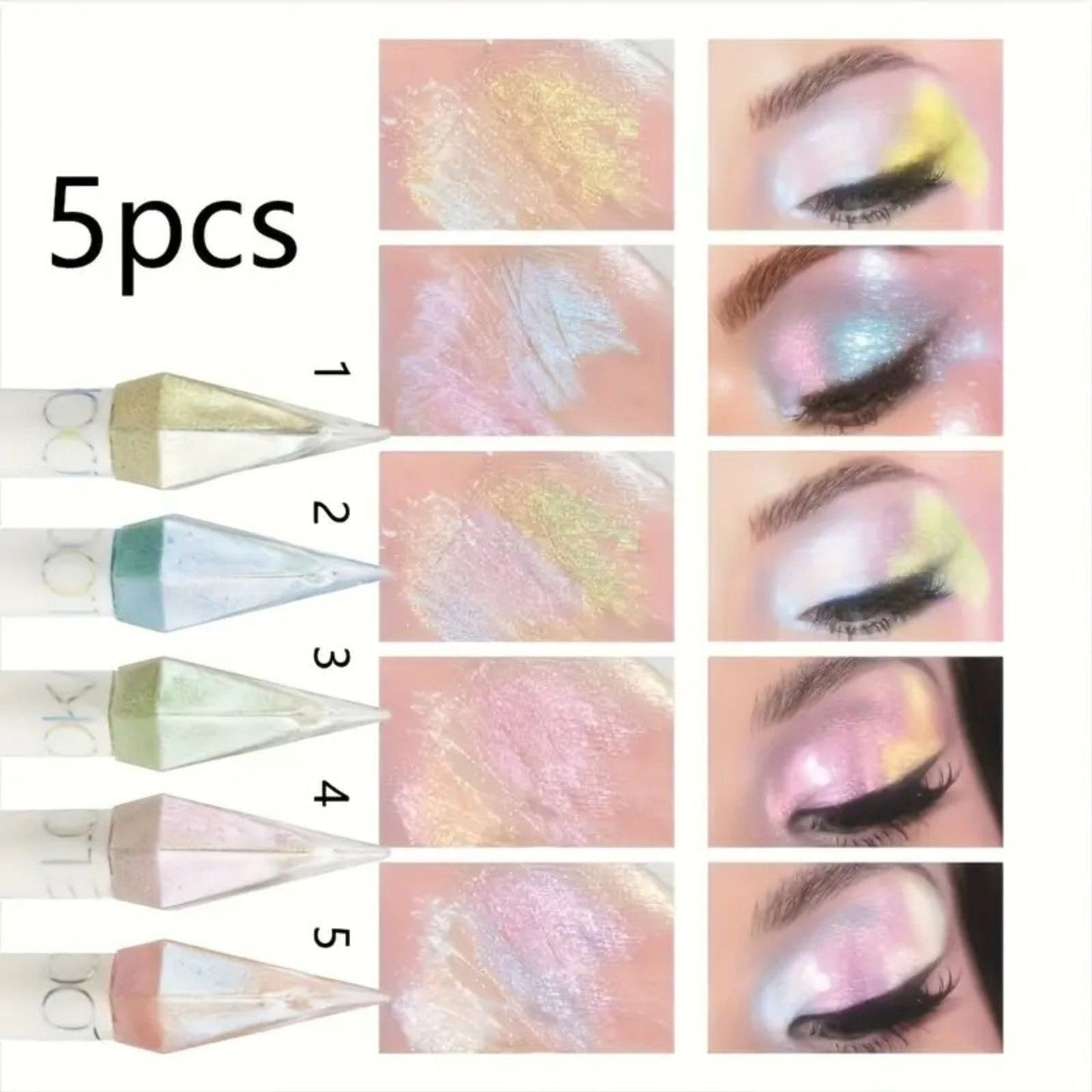 5pcs Holographic Rainbow Liquid Multichrome shimmer eyeshadow Set