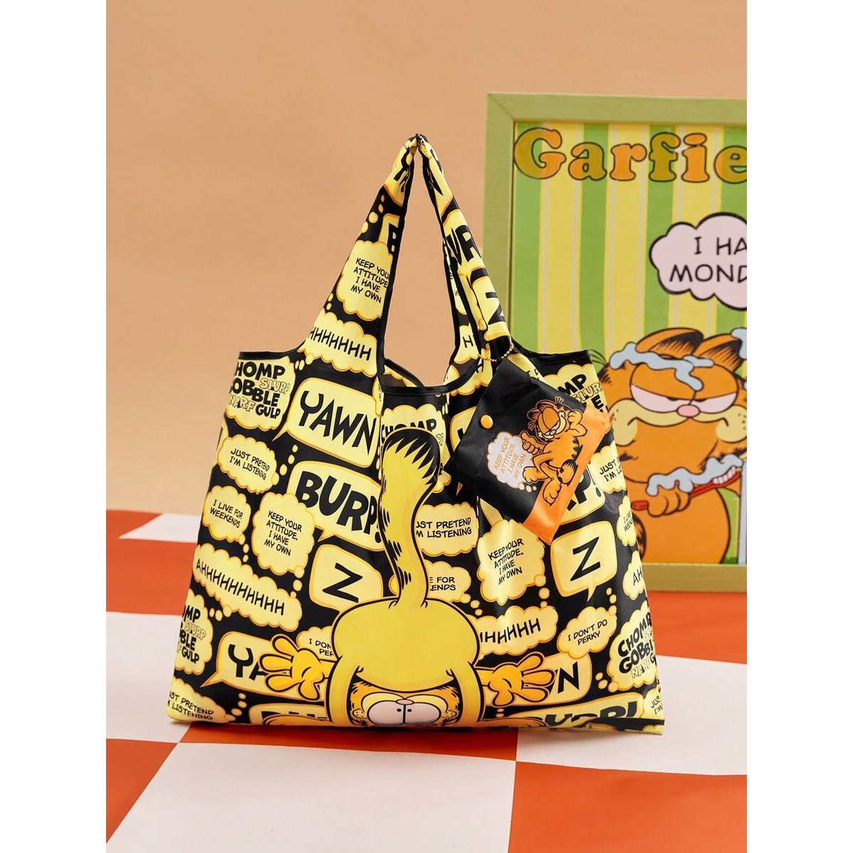 Garfield Reusable Shopping Tote Bag – Foldable Eco Grocery Bag with Pouch