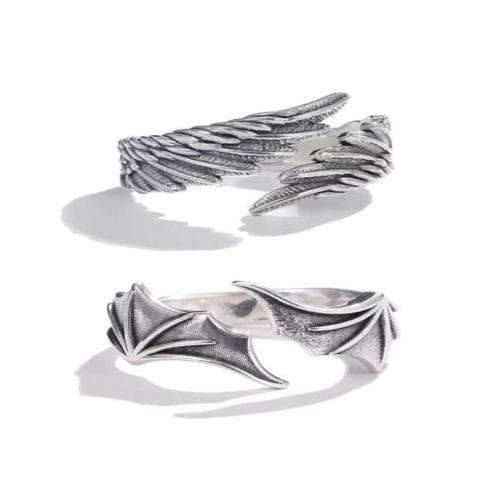 Wicked Silk Goth Angel and Devil, Demon Wing Ring 2pcs Set