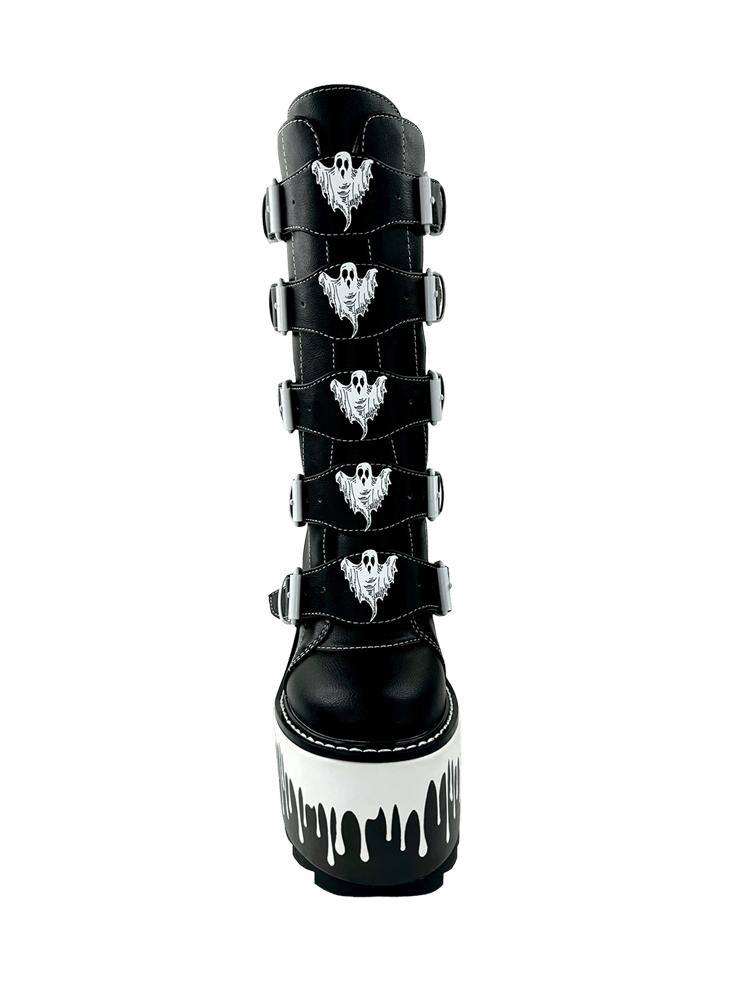 YRU x Vampire Freaks Dune Ghost Drip Platform Boots - Black/White