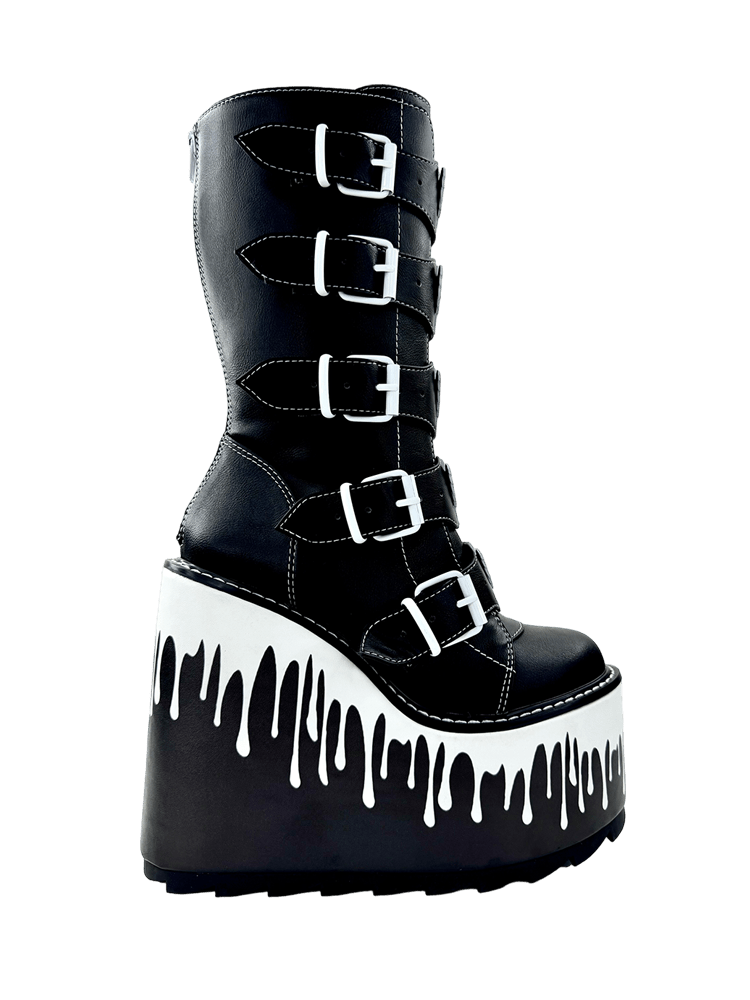 YRU x Vampire Freaks Dune Ghost Drip Platform Boots - Black/White