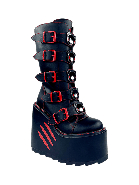 YRU x Gloomy Bear Goth Emo Dune Platform Boots - Black