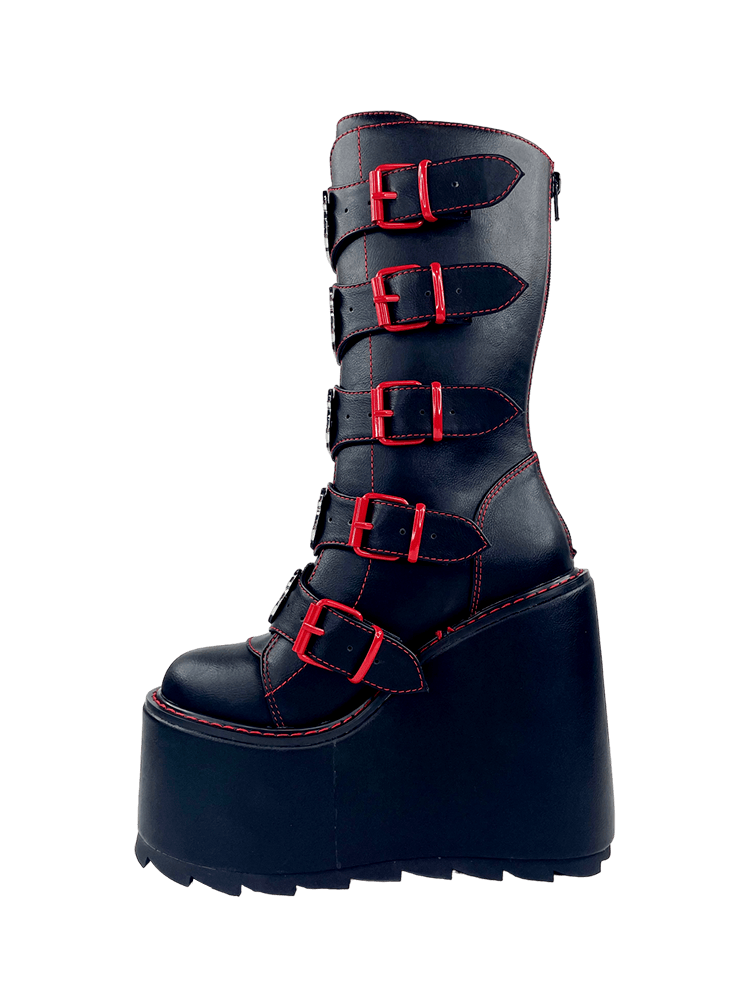 YRU x Gloomy Bear Goth Emo Dune Platform Boots - Black