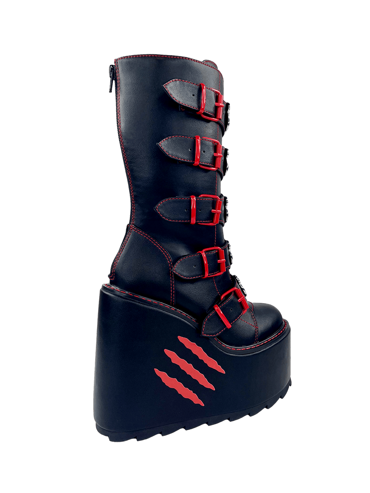 YRU x Gloomy Bear Goth Emo Dune Platform Boots - Black