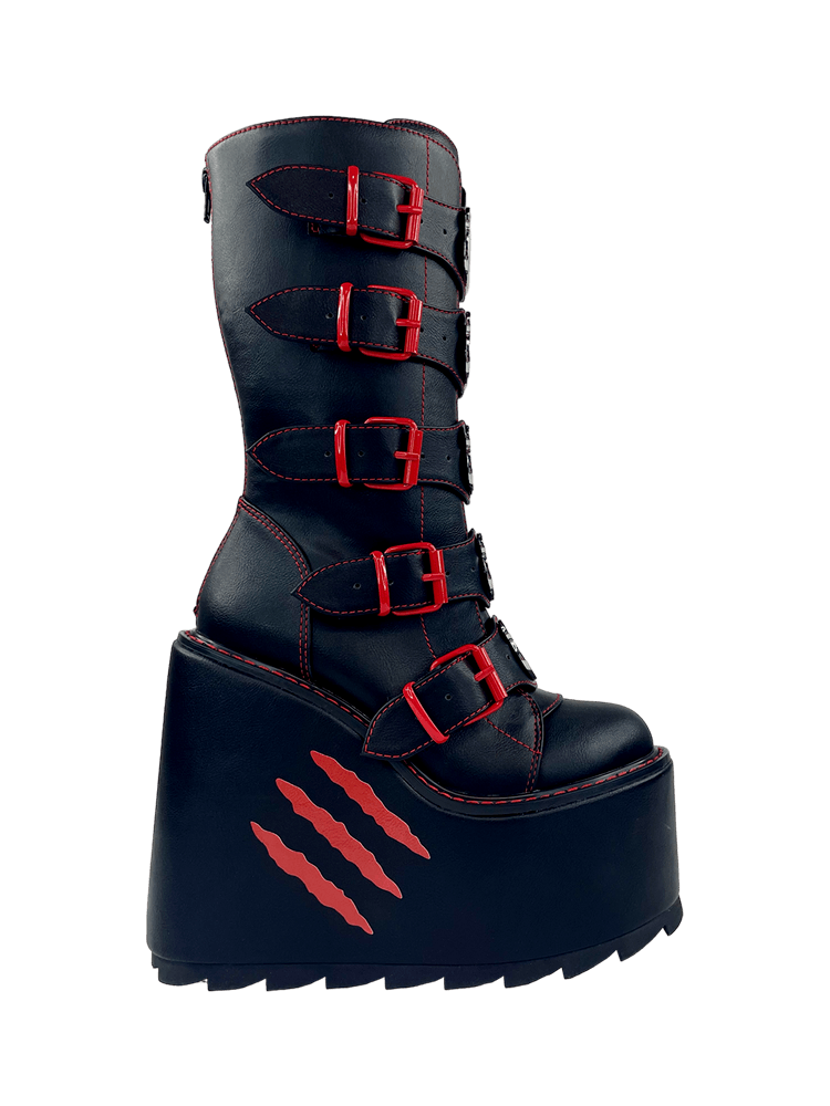 YRU x Gloomy Bear Goth Emo Dune Platform Boots - Black