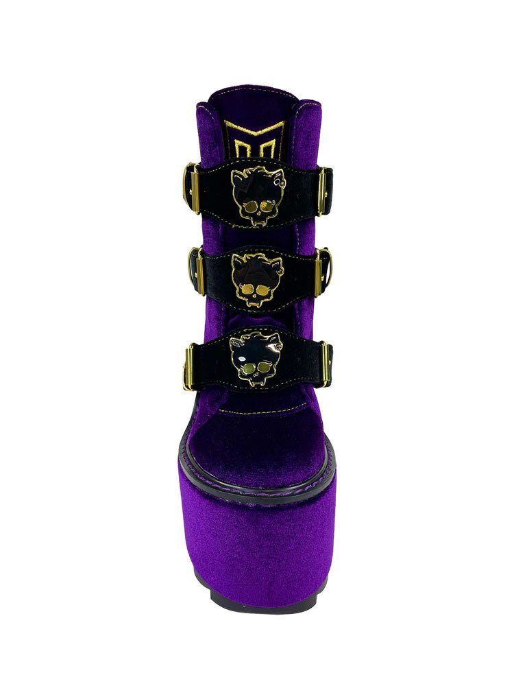 YRU x Monster High Clawdeen Goth Dune Velvet Platform Boots - Purple