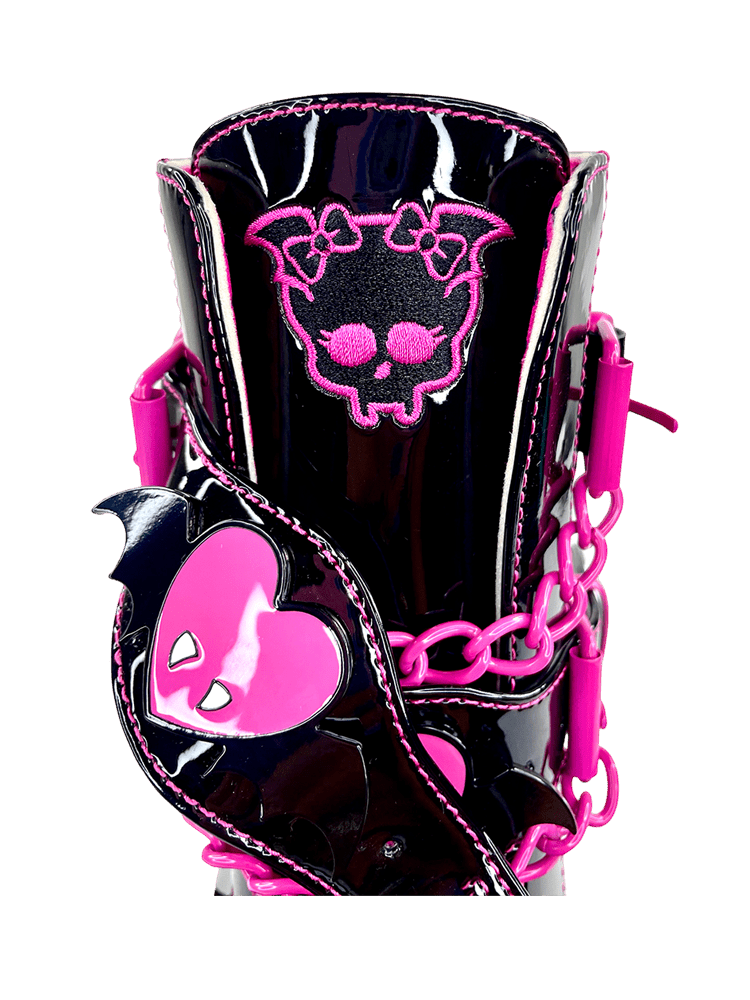 YRU x Monster High Draculara Heart Emo Punk Stomper Dune Platform Boots - Black