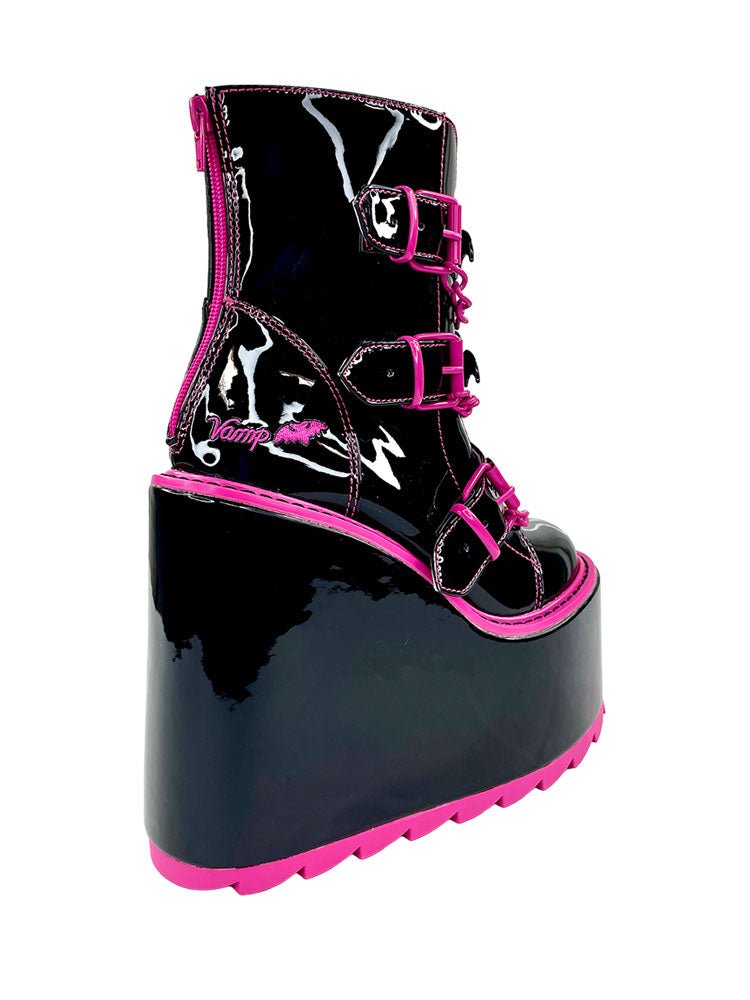 YRU x Monster High Draculara Heart Emo Punk Stomper Dune Platform Boots - Black