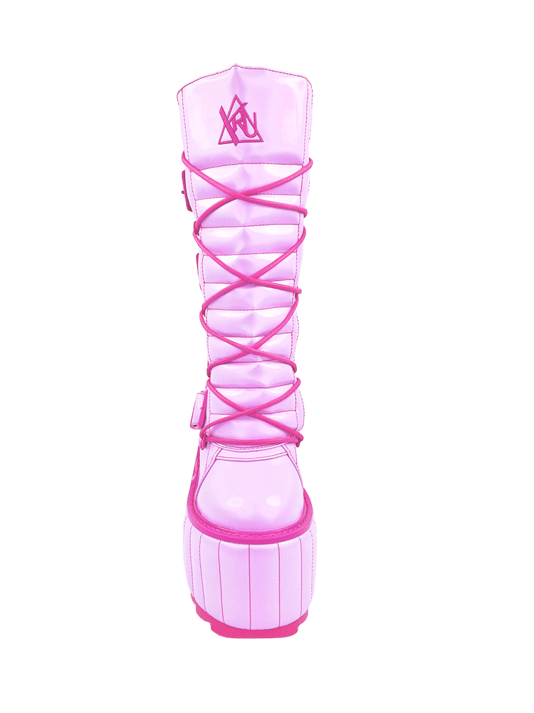 YRU Cute, Emo, Punk, Rave Dune Moto Platform Boots - Pink