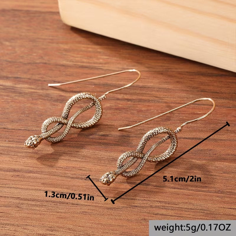 Gold Snake Drop Earrings Dangle Serpent Jewelry Minimalist Statement Earrings