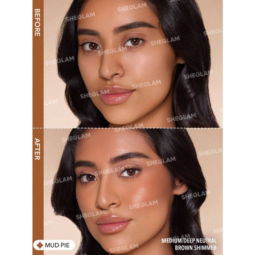 SHEGLAM Liquid Shimmer Bronzer – Mud Pie | Medium to Deep Skin | Rich Neutral