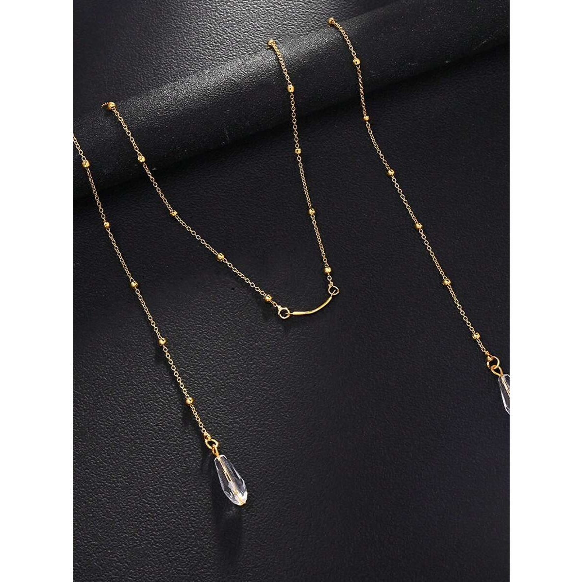 Unique Indie Gold Face Chain Eyeglass Jewelry Crystal Drop Festival Accessory