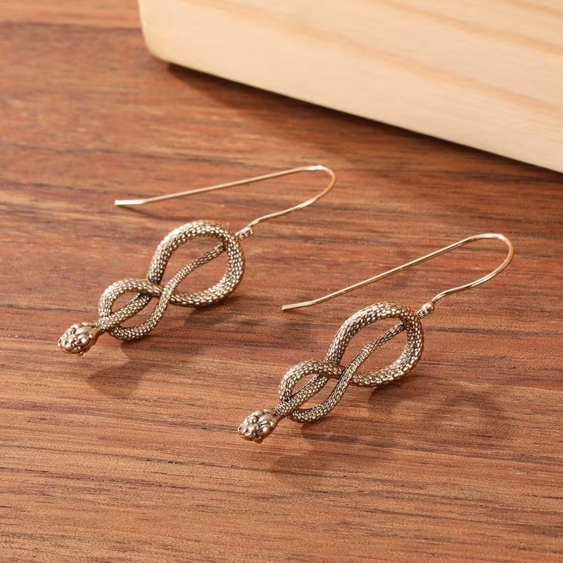 Gold Snake Drop Earrings Dangle Serpent Jewelry Minimalist Statement Earrings