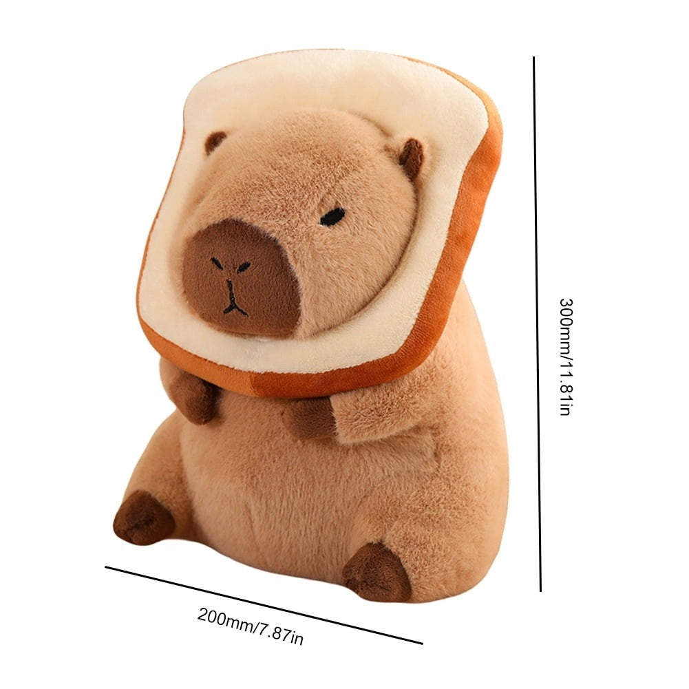 Cute Capybara Plush Toy with Toast Hat – 11.8" Soft Stuffed Animal Pillow