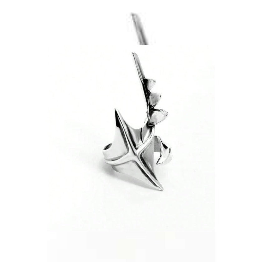 Futuristic Silver Spike Ring | Adjustable Punk Gothic Armor Claw Jewelry