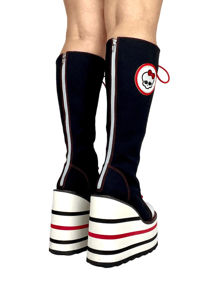 YRU x Monster High Ghoul Knee High Platform Sneakers - Black/White