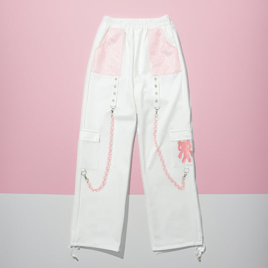 ACDC RAG Gloomy Bear White Pink Pastel Tokyo Fashion Kawaii full length pants