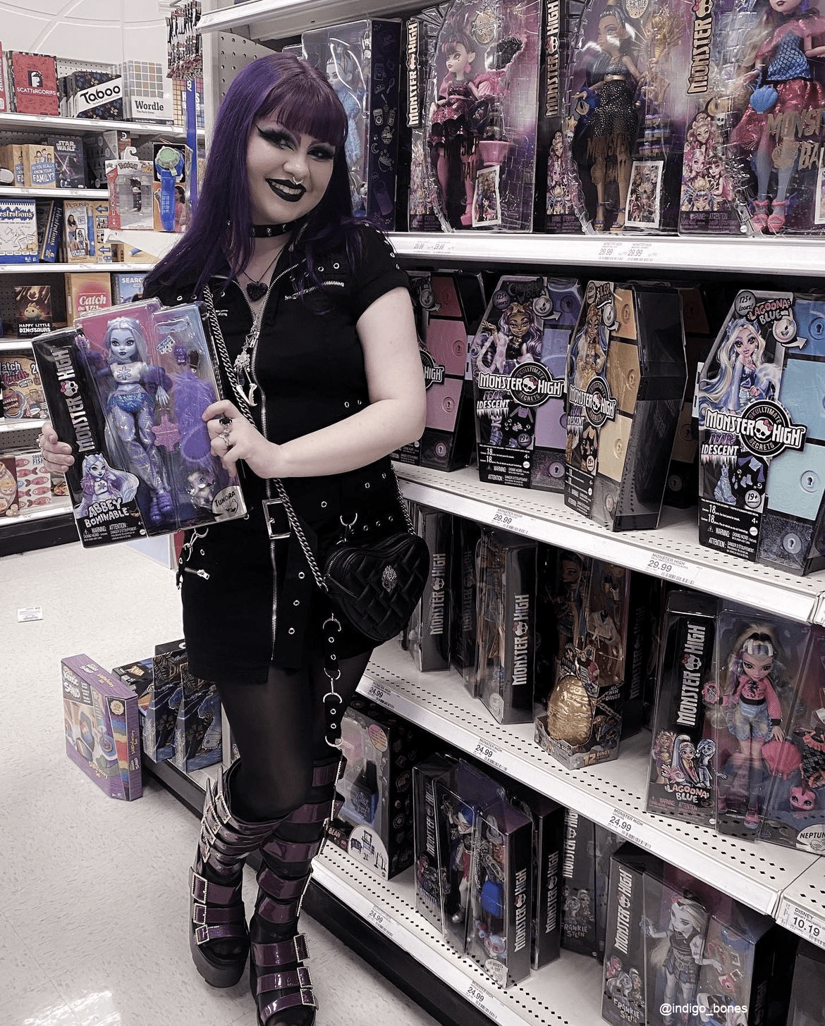 YRU x Monster High Howler Platform Knee High Boots - Black/Purple