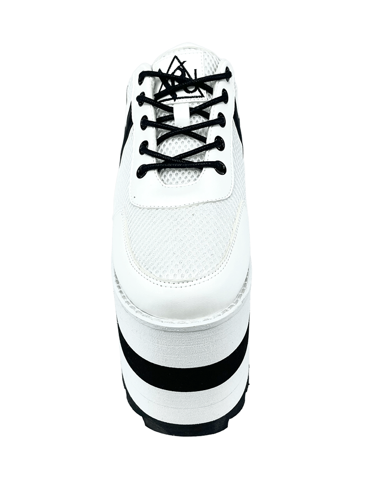 YRU Karazii Stripped Platform Sneakers - White/Black