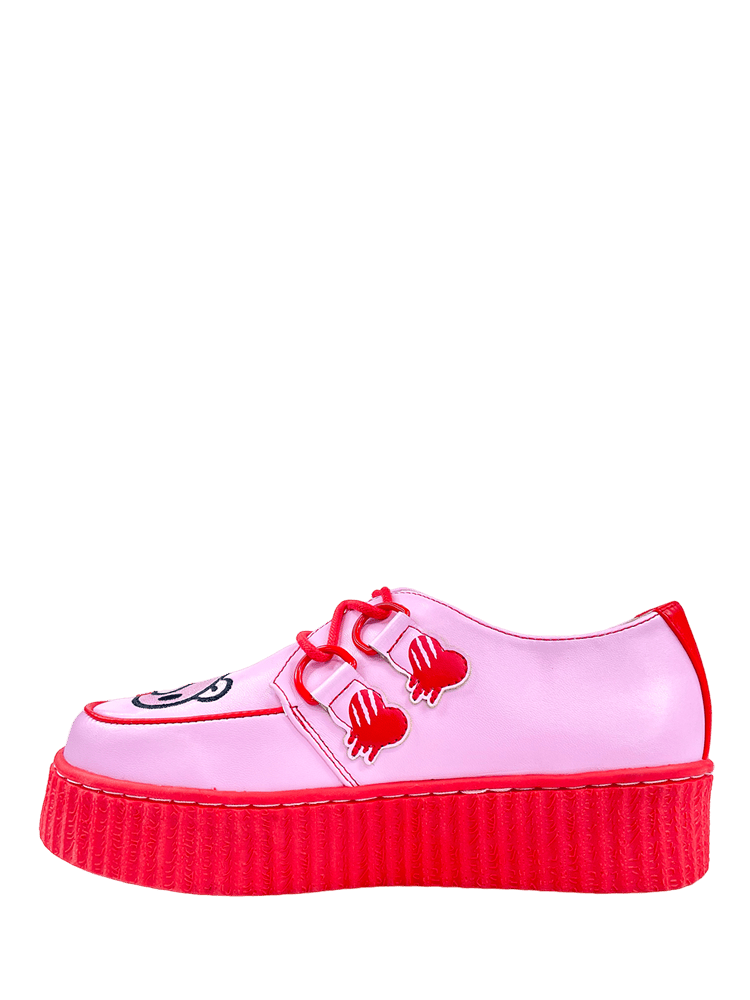 YRU x Gloomy Bear Goth Emo Krypt Creeper Shoes - Pink / Red