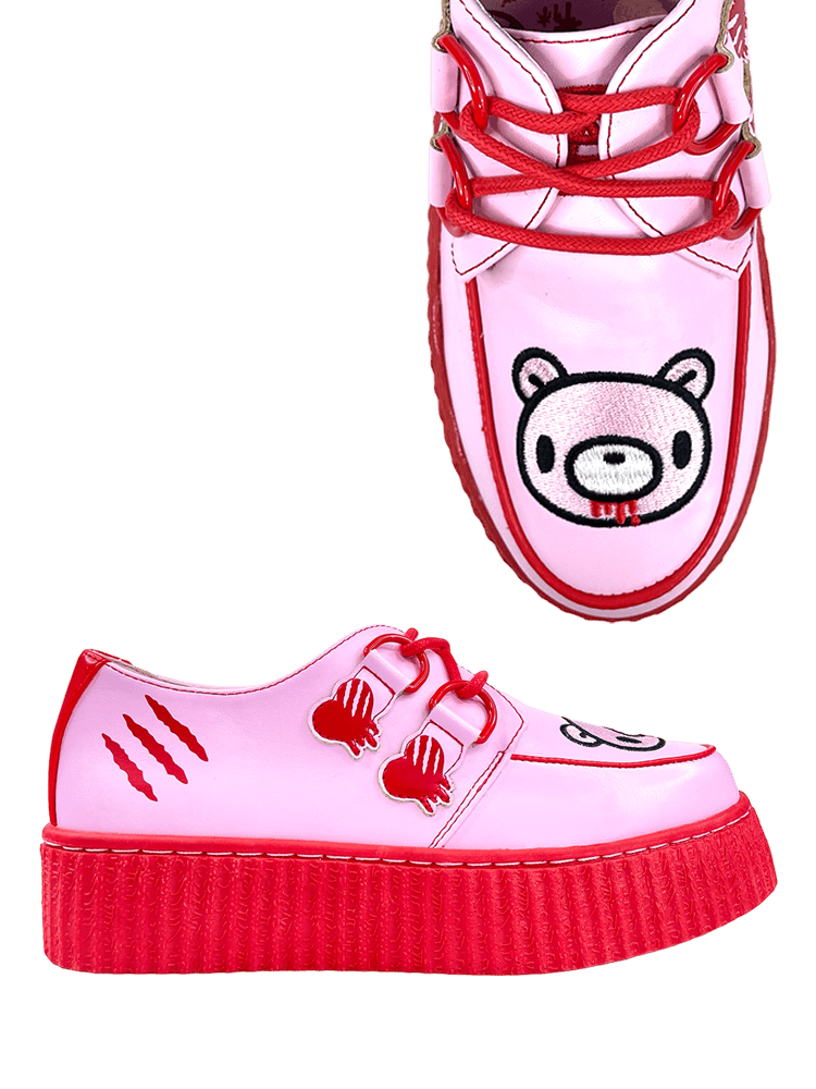 YRU x Gloomy Bear Goth Emo Krypt Creeper Shoes - Pink / Red