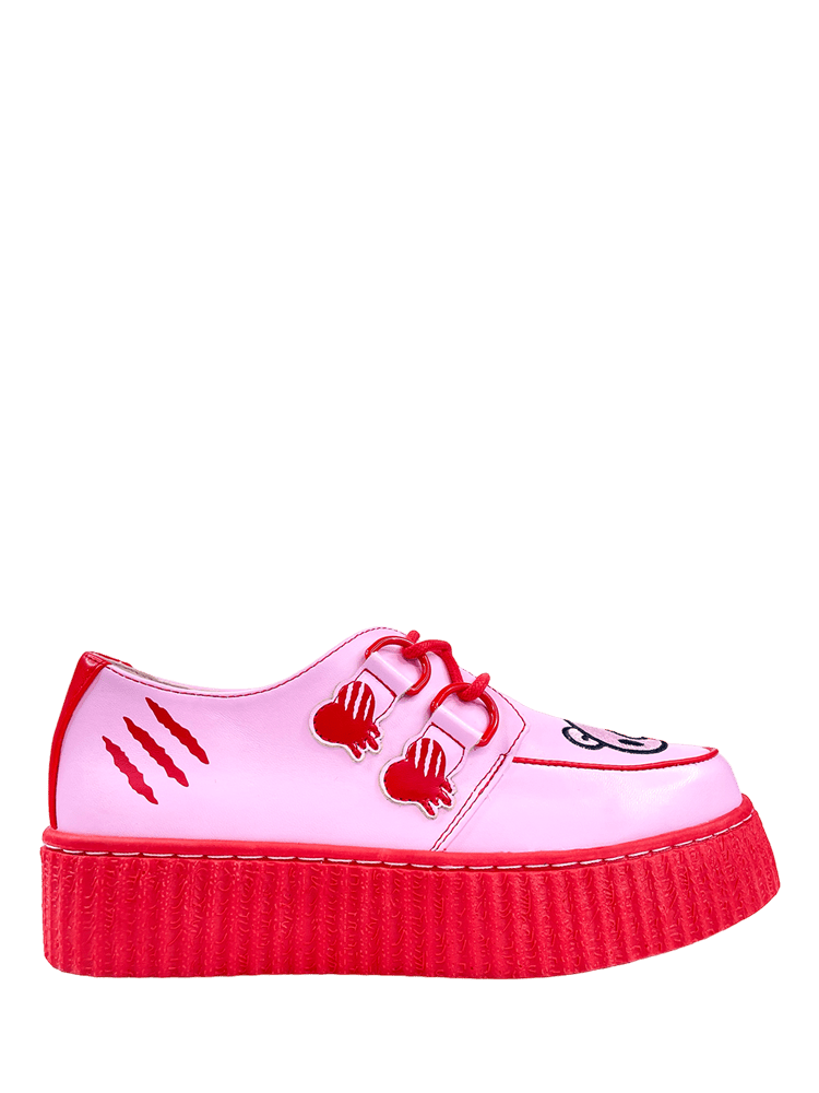 YRU x Gloomy Bear Goth Emo Krypt Creeper Shoes - Pink / Red