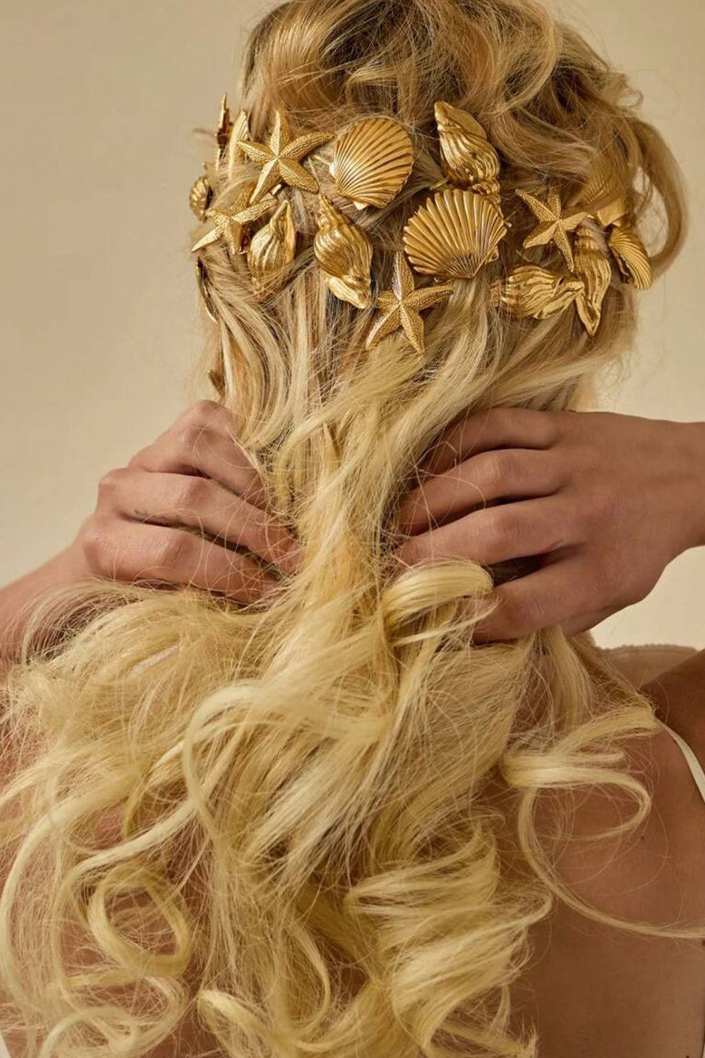 3x Gold Mermaid Beach Seashell Metal Hair Barrettes Clips Set Starfish Shell
