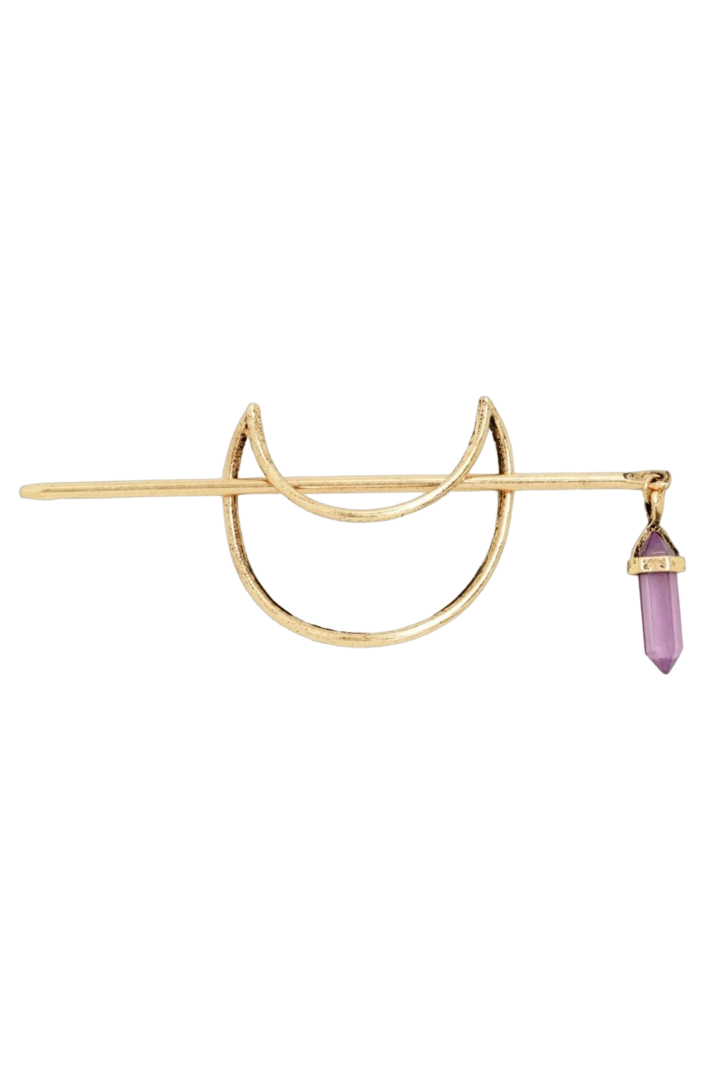 Blackheart Crescent Moon Purple Faux Crystal Hair Bun Pin, Chic, Elegant, Gold toned